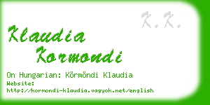 klaudia kormondi business card